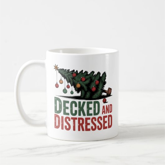 Decked and Distressed | Christmas Chaos Humor Koffiemok (Links)