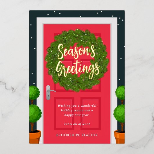 Decked Door REAL FOLIE Zakelijke Vakantie Kaart (Voorkant)