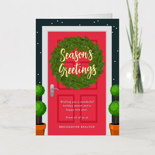 Decked Door REAL FOLIE Zakelijke Vakantie Kaart (Voorkant)