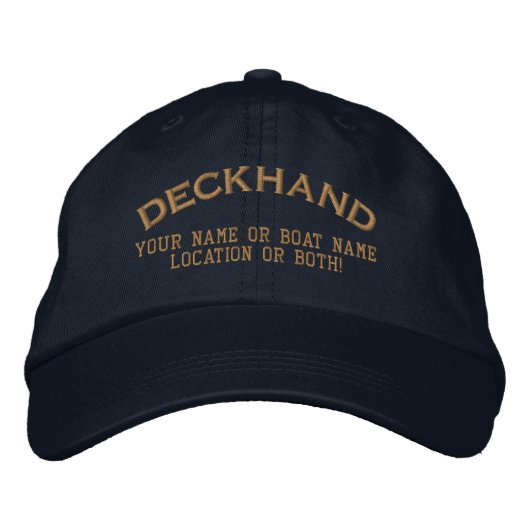 Deckhand Aangepast Uw Naam Boot Lokaal Geborduurde Pet (Voorkant)