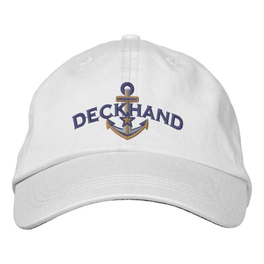 Deckhand Nautical Star Anchor Embroidery Geborduurde Pet (Voorkant)