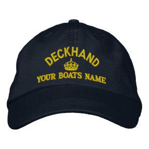 Deckhand tekst met kroon geborduurde pet