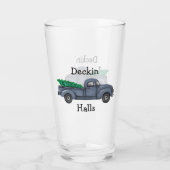 Deckin Halls Blue Kersttruck Drink glas (Achterkant)