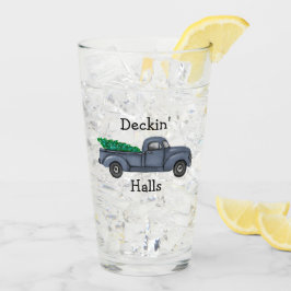 Deckin Halls Blue Kersttruck Drink glas