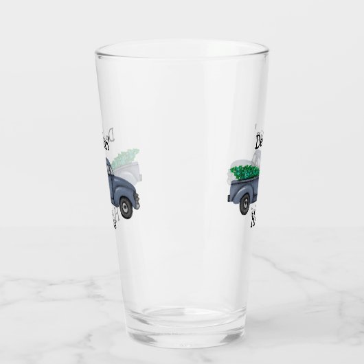 Deckin Halls Blue Kersttruck Drink glas (Links)
