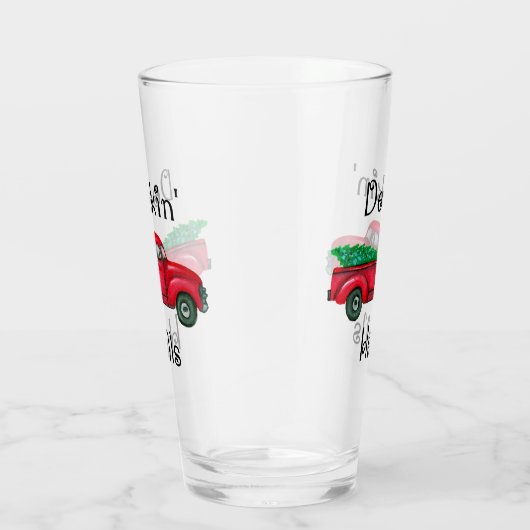 Deckin Halls Red Kersttruck Drink glas (Rechts)