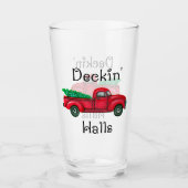 Deckin Halls Red Kersttruck Drink glas (Voorkant)