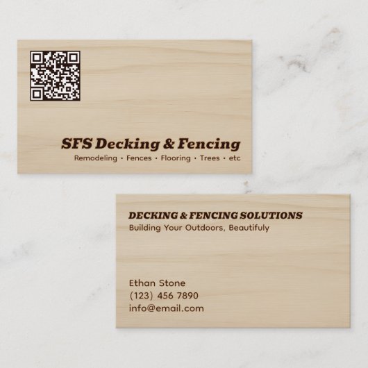 Decking & Fencing Business QR Vcard Visitekaartje (Voorkant / Achterkant)