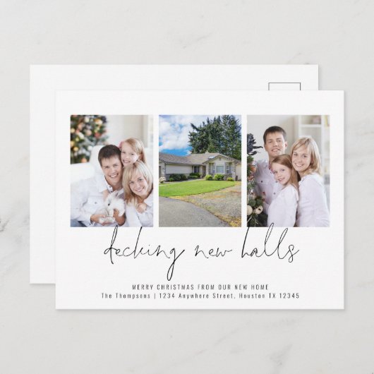 Decking New Halls 3 foto's Bewegende Kerstmis Briefkaart (Voorkant / Achterkant)