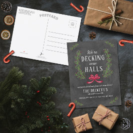 Decking New Halls | Chalkboard Holiday Moving Aankondigingskaart