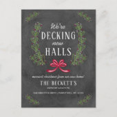Decking New Halls | Chalkboard Holiday Moving Aankondigingskaart (Voorkant)