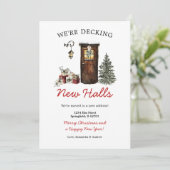Decking New Halls Christmas New Home Announcement Kaart (Staand voorkant)