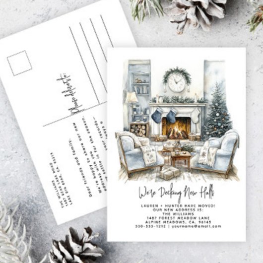 Decking New Halls Elegante Waterverf Vakantie Aankondigingskaart