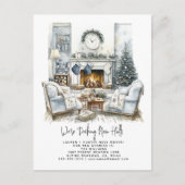 Decking New Halls Elegante Waterverf Vakantie Aankondigingskaart (Voorkant)