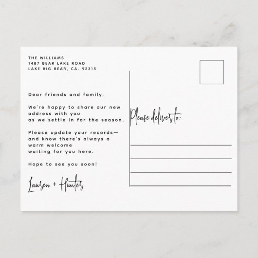 Decking New Halls Rustieke Waterverf Pine Vakantie Aankondigingskaart (Achterkant)