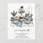 Decking New Halls Rustieke Waterverf Pine Vakantie Aankondigingskaart (Voorkant)