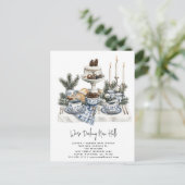 Decking New Halls Rustieke Waterverf Pine Vakantie Aankondigingskaart (Staand voorkant)