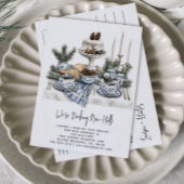 Decking New Halls Rustieke Waterverf Pine Vakantie Aankondigingskaart