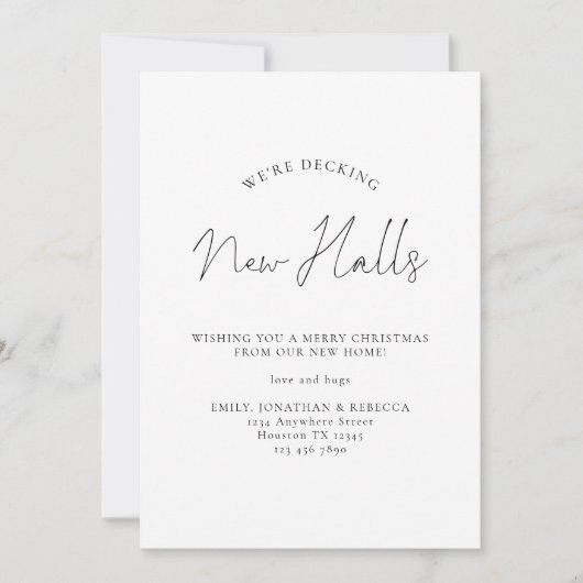 Decking New Halls Script Adres Kerstmis Feestdagenkaart (Voorkant)