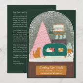 Decking New Halls Snow Wereldbol Bewegende aankond Feestdagenkaart (Voorkant / Achterkant)