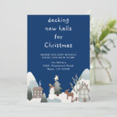 Decking New Halls Winter Scene Bewegende Aankondig Feestdagenkaart (Staand voorkant)