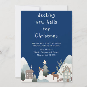 Decking New Halls Winter Scene Bewegende Aankondig Feestdagenkaart