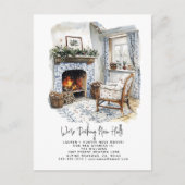 Decking New Halls Winter Waterverf Vakantie Aankondigingskaart (Voorkant)