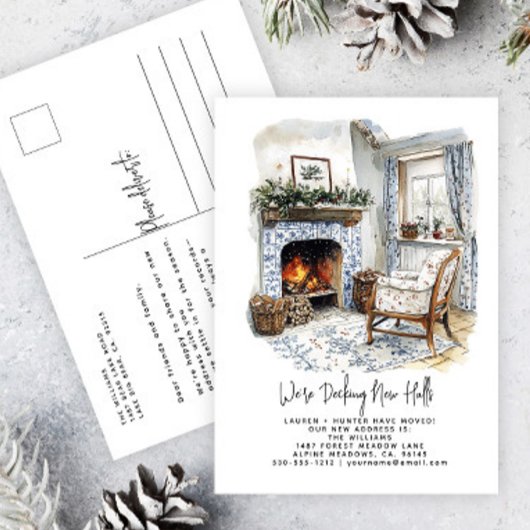 Decking New Halls Winter Waterverf Vakantie Aankondigingskaart