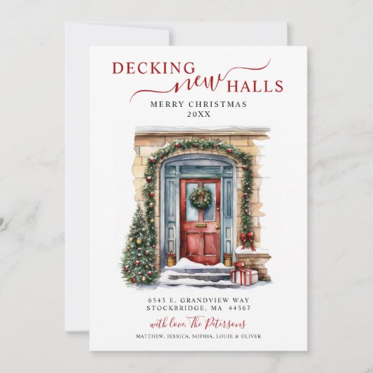 Decking Nieuwe Hallen Nieuw Huis Rode Deur Vakanti Aankondiging (Voorkant)