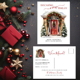 Decking Nieuwe Hallen Nieuw Huis Rode Deur Vakanti Aankondigingskaart