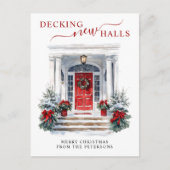Decking Nieuwe Hallen Nieuw Huis Rode Deur Vakanti Aankondigingskaart (Voorkant)