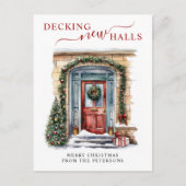 Decking Nieuwe Hallen Nieuw Huis Rode Deur Vakanti Aankondigingskaart (Voorkant)