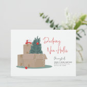 Decking nieuwe hallen rood groen feestdagenkaart (Staand voorkant)