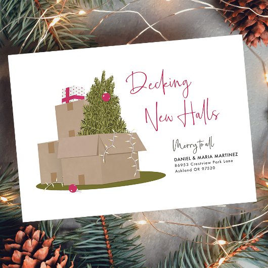 Decking nieuwe hallen verhuisdozen feestdagenkaart