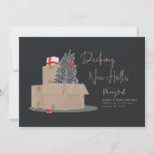 Decking Nieuwe Hallen Zwart Wit Rood Feestdagenkaart (Voorkant)