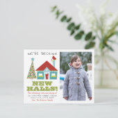 Decking Nieuwe Kerstzalen Foto Vakantie Verhuizen Aankondigingskaart (Staand voorkant)