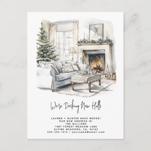 Decking Nieuwe Zalen Elegante Kerstboom Vakantie Aankondigingskaart (Voorkant)