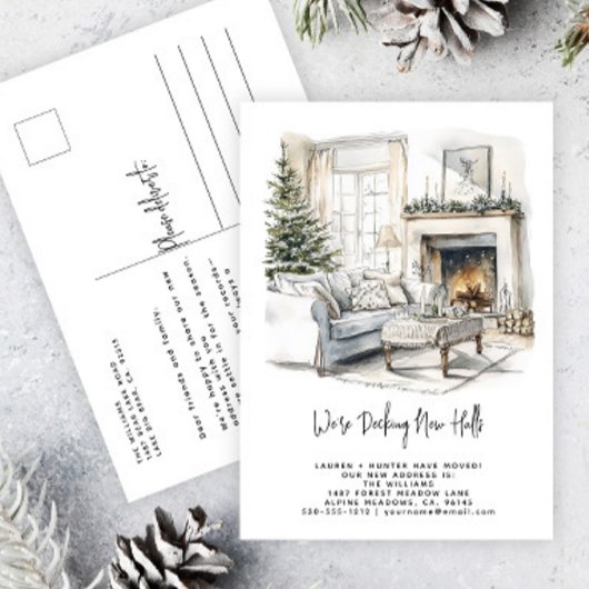 Decking Nieuwe Zalen Elegante Kerstboom Vakantie Aankondigingskaart