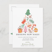 Decking Nieuwe Zalen Kerst Verhuizen Aankondigingskaart (Voorkant / Achterkant)