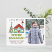 Decking Nieuwe Zalen Kerstfoto Vakantie Verhuizen Aankondiging (Staand voorkant)