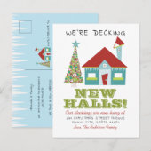 Decking Nieuwe Zalen Kerstvakantie Verhuizen Aankondigingskaart (Voorkant / Achterkant)