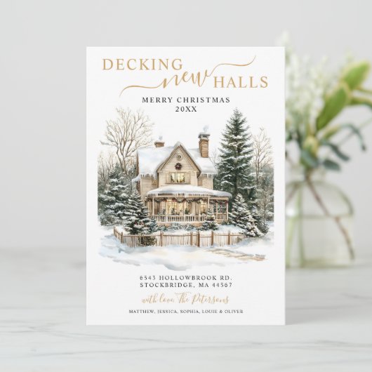 Decking Nieuwe Zalen Nieuwe Home Kerst Verhuizen Aankondiging (Staand voorkant)