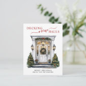 Decking Nieuwe Zalen Nieuwe Home Kerst Verhuizen Aankondigingskaart (Staand voorkant)