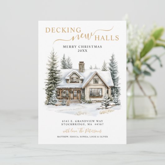 Decking Nieuwe Zalen Rustiek Nieuwe Huis Kerstmis  Aankondiging (Staand voorkant)