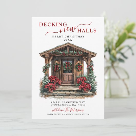 Decking Nieuwe Zalen Rustiek Nieuwe Huis Kerstmis Aankondiging (Staand voorkant)