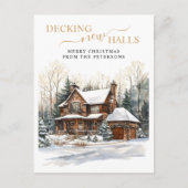 Decking Nieuwe Zalen Rustiek Nieuwe Huis Kerstmis  Aankondigingskaart (Voorkant)