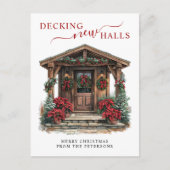 Decking Nieuwe Zalen Rustiek Nieuwe Huis Kerstmis  Aankondigingskaart (Voorkant)