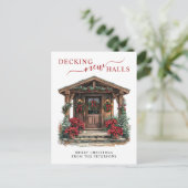 Decking Nieuwe Zalen Rustiek Nieuwe Huis Kerstmis  Aankondigingskaart (Staand voorkant)