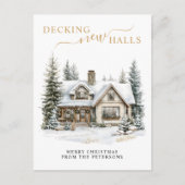 Decking Nieuwe Zalen Rustiek Nieuwe Huis Kerstmis  Aankondigingskaart (Voorkant)