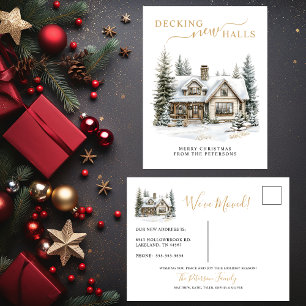 Decking Nieuwe Zalen Rustiek Nieuwe Huis Kerstmis  Aankondigingskaart